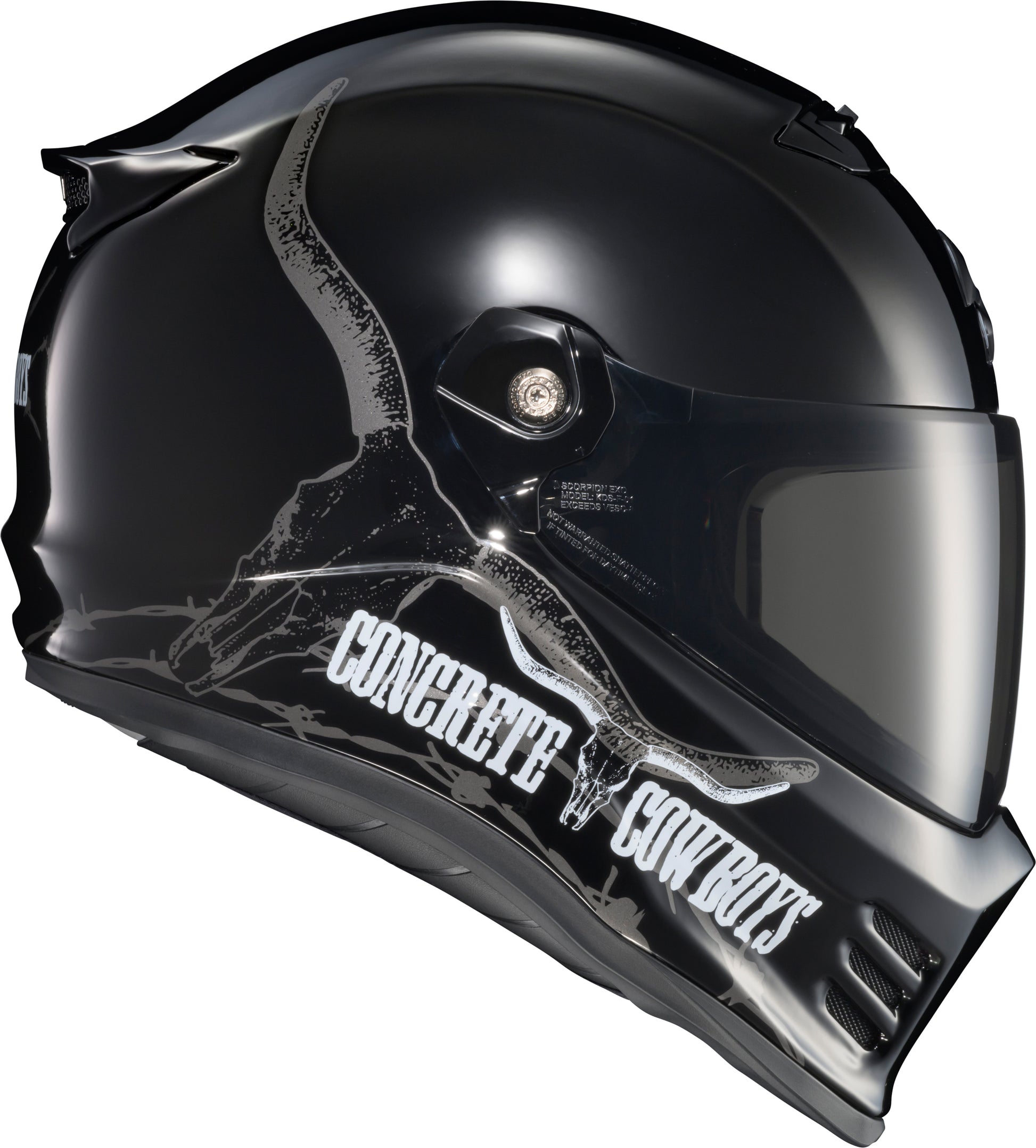 ScorpionEXO Covert FX Full Face Helmet for Motorcycles * Concrete Cowboys Gloss Black, Part CFX-2317