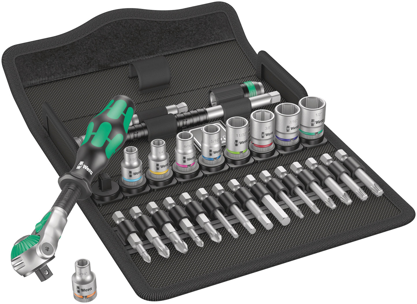 WERA 8100 SA 9 Zyklop Speed Ratchet Set, 1/4" drive, imperial, 28 pieces