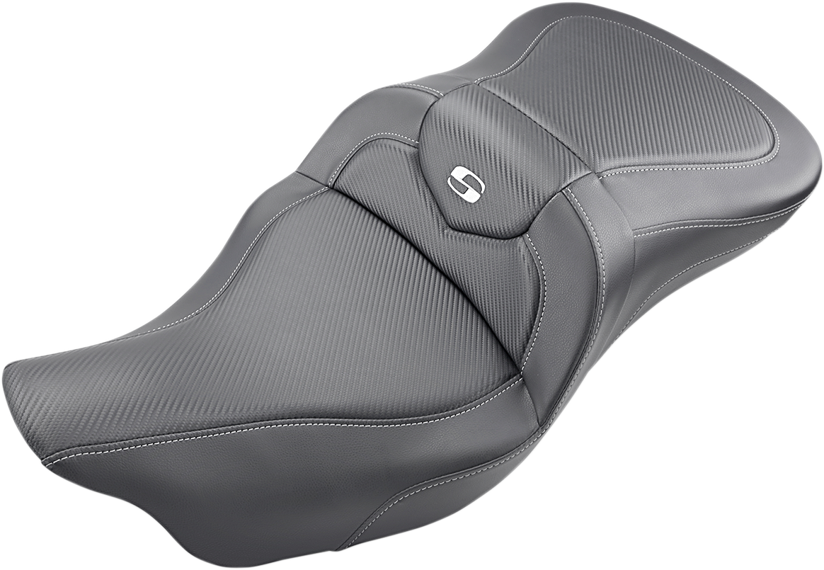 SADDLEMEN Roadsofa™ Seat for Harley-Davidson Trike - Carbon Fiber Finish, Black, Part 808-07B-185T