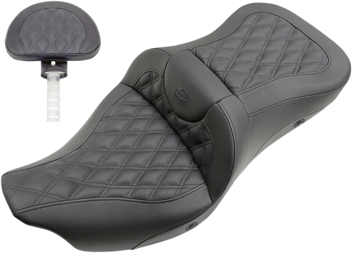 SADDLEMEN Roadsofa™ Heated Trike Seat with Backrest for Harley-Davidson FL 2009-2024 - Black