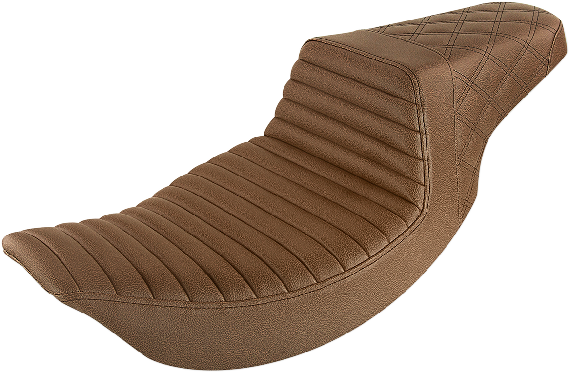 SADDLEMEN Step-Up Front Tuck-n-Roll and Rear Lattice Stitch Seat with Whisper-Grain SaddleHyde™ Cover - Model 897-06-176BR