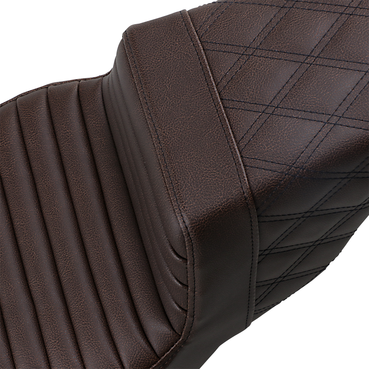 SADDLEMEN Step-Up Seat for Harley FL 2008-2024 – Front Tuck-n-Roll and Rear Lattice Stitch in Brown, Part 808-07B-176BR