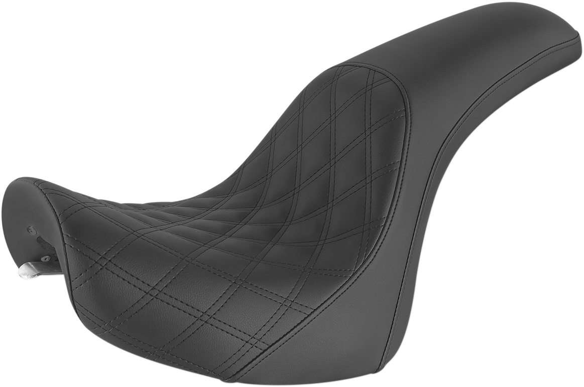 SADDLEMEN Profiler Seat for FXSTD 2001-2007 – Front Lattice / Rear Smooth in Black (Part No. 800-02-149)