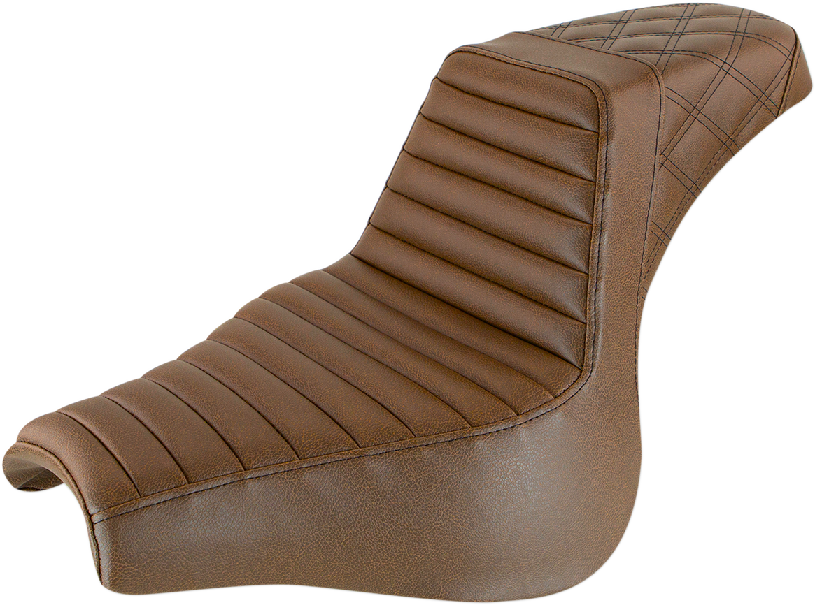 SADDLEMEN Step-Up Seat for Harley FXFB 2018-2023, Brown - Part 818-28-176BR