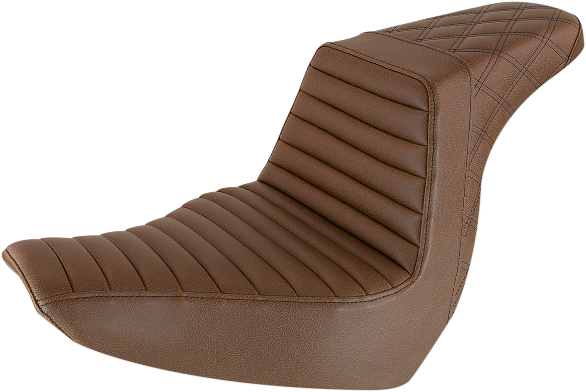 SADDLEMEN Step-Up Seat Front Tuck-n-Roll and Rear Lattice Stitch Brown 818-29-176BR