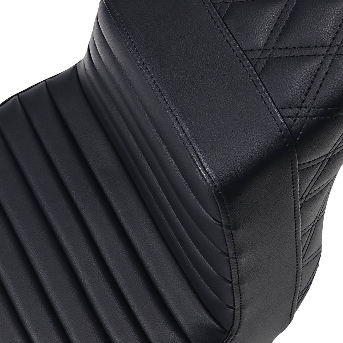 SADDLEMEN Step-Up Front Tuck-n-Roll Seat with Lattice Stitch - Black (Part #813-27-176)