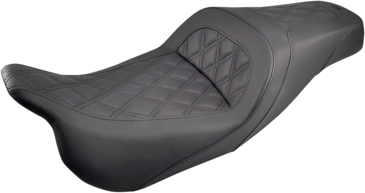 SADDLEMEN Slim Seat - Black Lattice Stitch for FL 2008-2024 - Part 808-07B-162