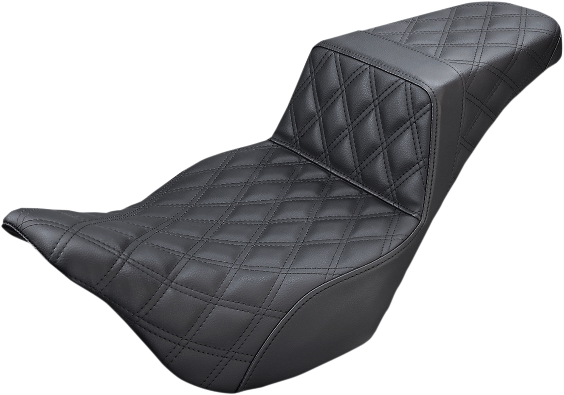SADDLEMEN Step-Up Seat with Full Lattice Stitch for Harley FL 2008-2024, Black - Part 808-07B-175