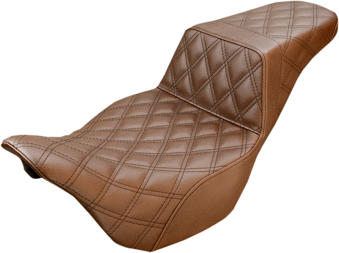 SADDLEMEN Step-Up Seat with Full Lattice Stitch for Harley FL 2008-2024, - Part