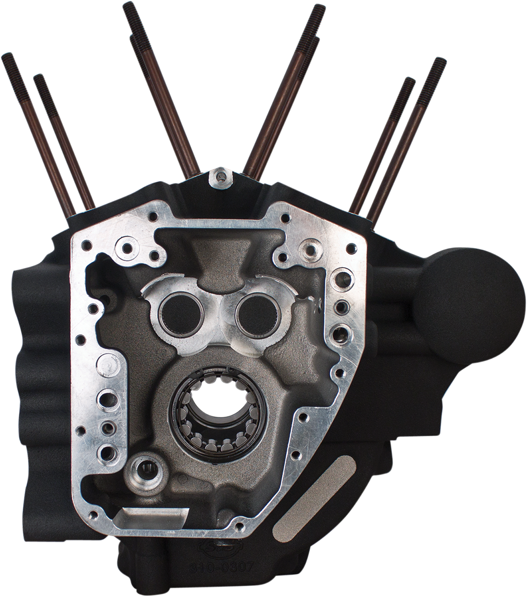 S&S CYCLE Twin Cam 310-0369 Engine Case - 4.125 Inch Bore, Wrinkle Black Finish, Compatible with Stock H-D Chassis