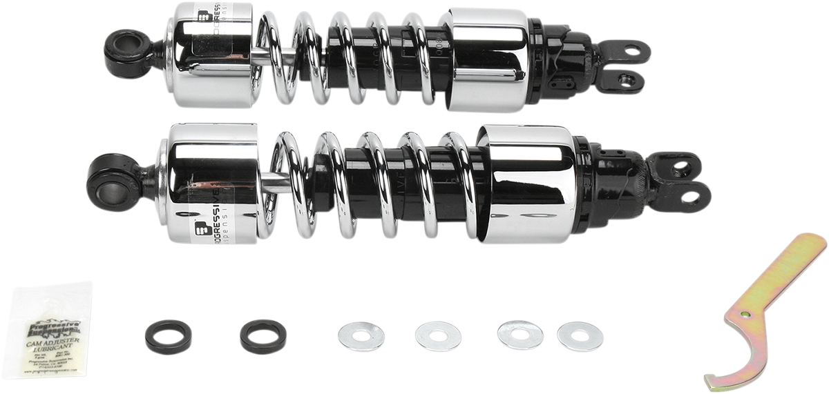 Progressive Suspension 412 Cruiser Series 13-Inch Chrome Heavy Duty Shocks for Touring and Cruiser Bikes