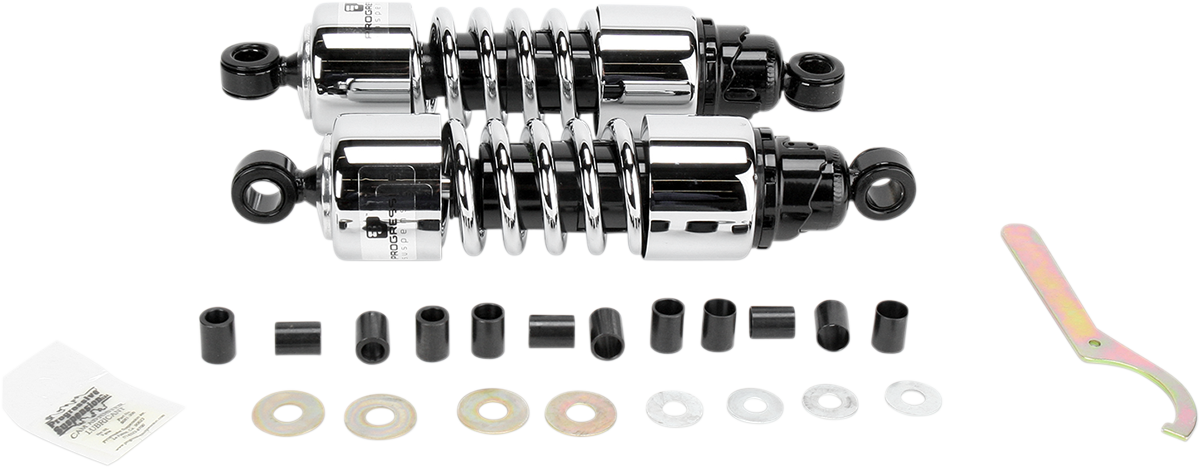 Progressive Suspension 412 Cruiser Series Shock Absorbers for Cruiser and Touring Bikes - 11.5 Inch Chrome, Part Number 412-4202C