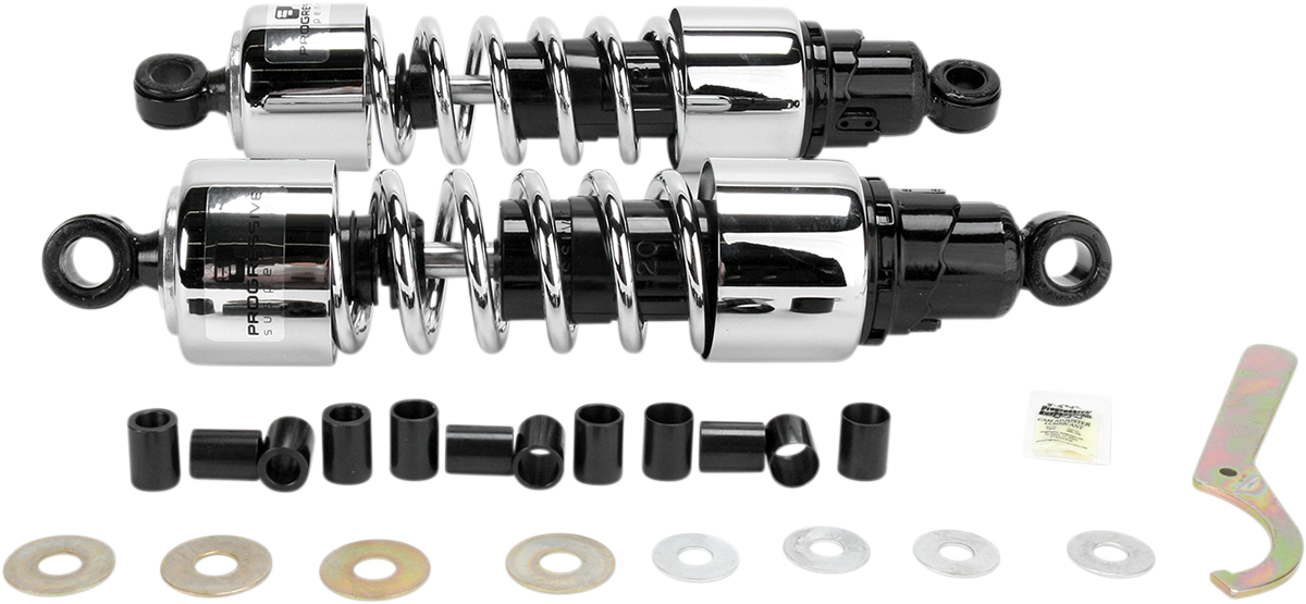 Progressive Suspension 412 Cruiser Series 13-Inch Chrome Shocks for Cruiser and Touring Bikes