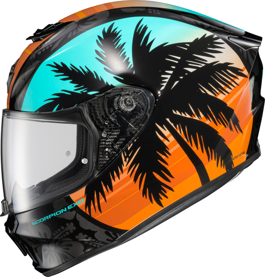SCORPION EXO R330 Full-Face Helmet Tubbs Light Blue/Orange - DOT and ECE Certified