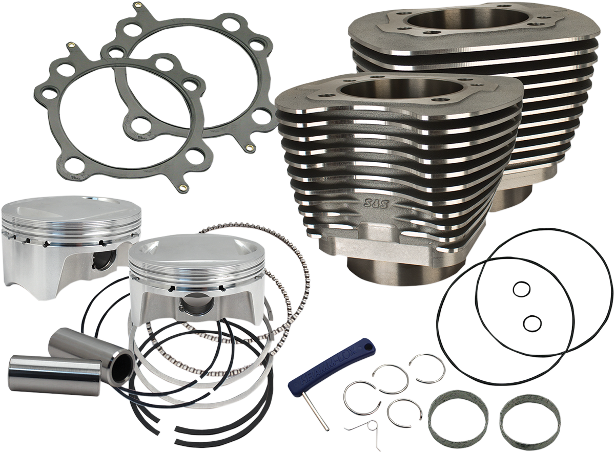 S&S Cycle 107-Inch Big Bore Cylinder Kit for Twin Cam Engines - Wrinkle Black, Part 910-0500