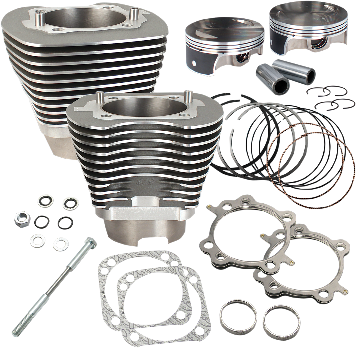 S&S CYCLE 124-Inch Big Bore Cylinder Kit for Twin Cam Engines - Stone Gray, Part 910-0469