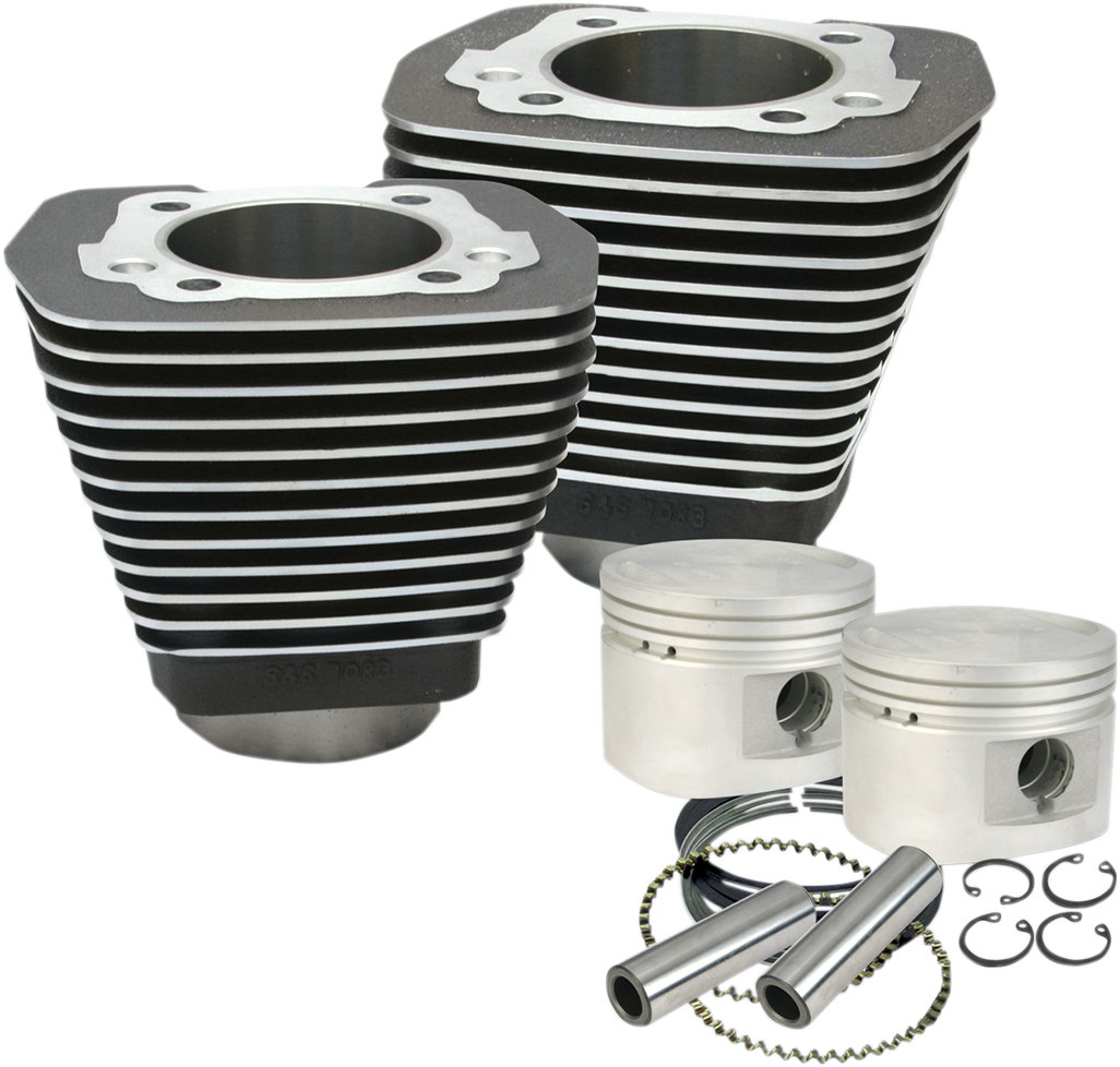 S&S Cycle 80-Inch Evolution Big Twin Cylinder & Piston Kit - Wrinkle Black - Part 910-0182