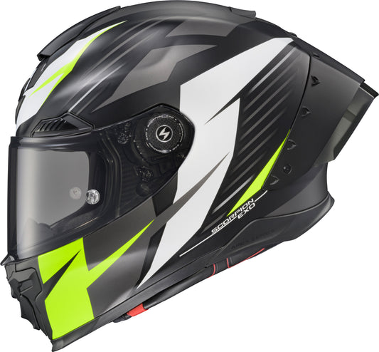 Scorpion EXO War-3117 Apex Exo Warp Full Face Helmet in Black, White, and Hi-Vis