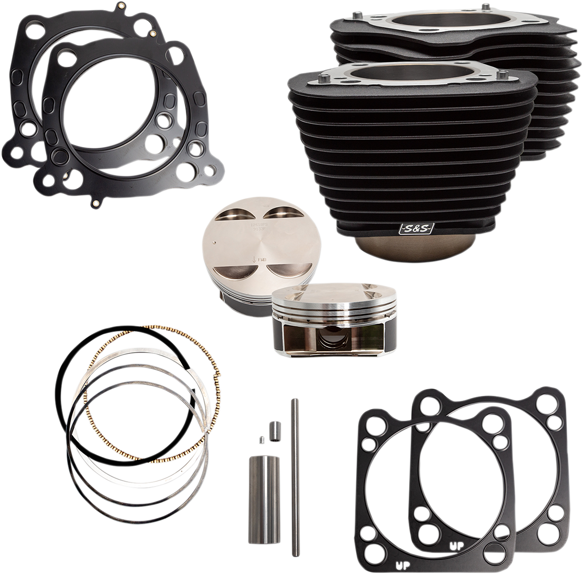 S&S CYCLE 128 Inch Big Bore Cylinder Kit for 114/117 Inch M8 Engines - Wrinkle Black Finish