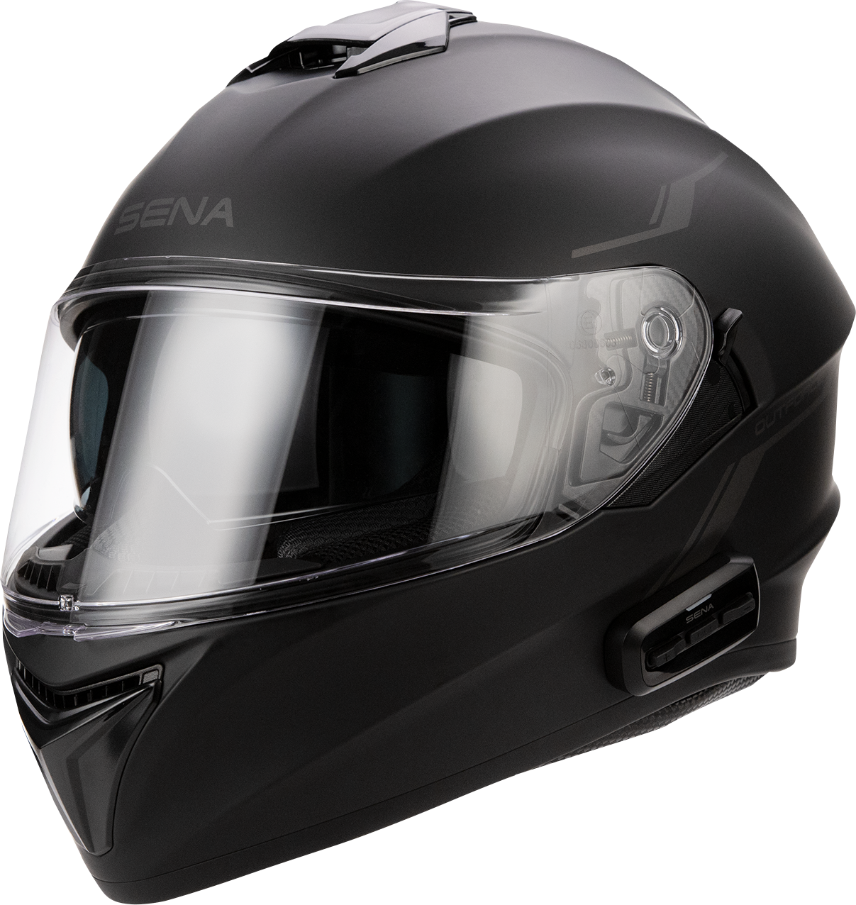 SENA OutForce Matte Black Helmet with Bluetooth 5.0 and Advanced Safety Features