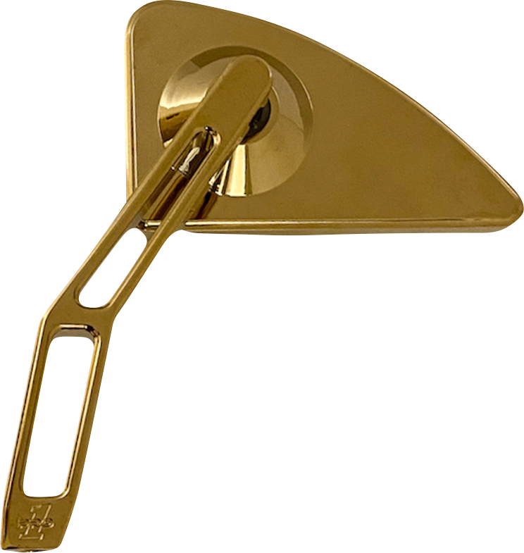 PRO-ONE PERF.MFG. Mini Tear Drop Motorcycle Mirror with V2 Cut-Out Stem - Left, Gold - Part 102120TIN