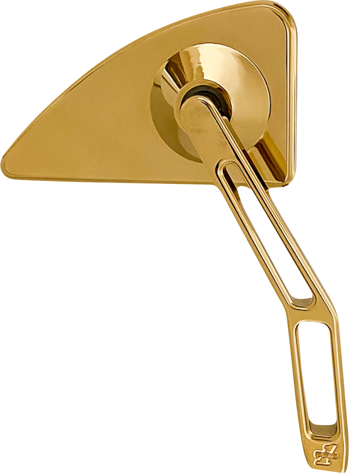 PRO-ONE PERF.MFG. Mini Tear Drop Motorcycle Mirror with V2 Cut-Out Stem - Gold - Right (Part Number 102130TIN)