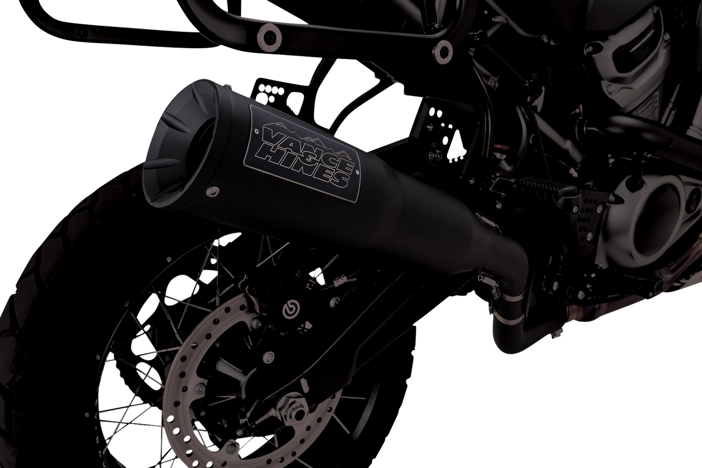 VANCE & HINES Adventure Hi-Output 450 Slip-On Muffler for Revolution Max 1250 - Black Stainless Steel (Part 46533)