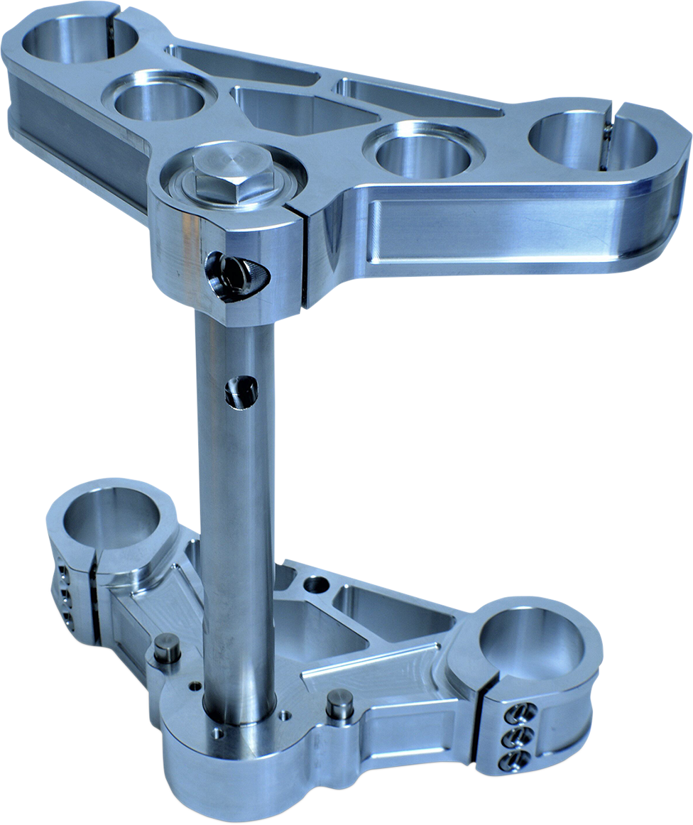 PRO-ONE PERF.MFG. Triple Tree for 39 mm Front Ends - Raw Aluminum - 0 Degree (Part 106200)