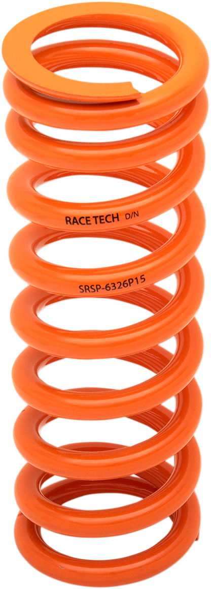 Race Tech Progressively Wound Shock Spring SRSP 6326P15 - 195 lb/in to 285 lb/in - Orange