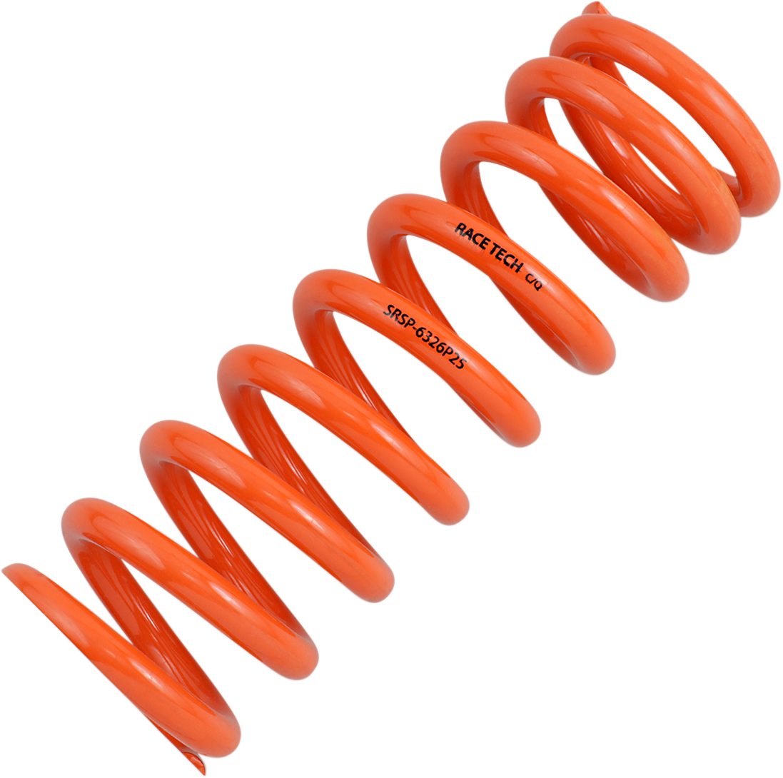Race Tech Progressively Wound Shock Spring - Orange - P25 - 493 lb/in - Part Number SRSP 6326P25