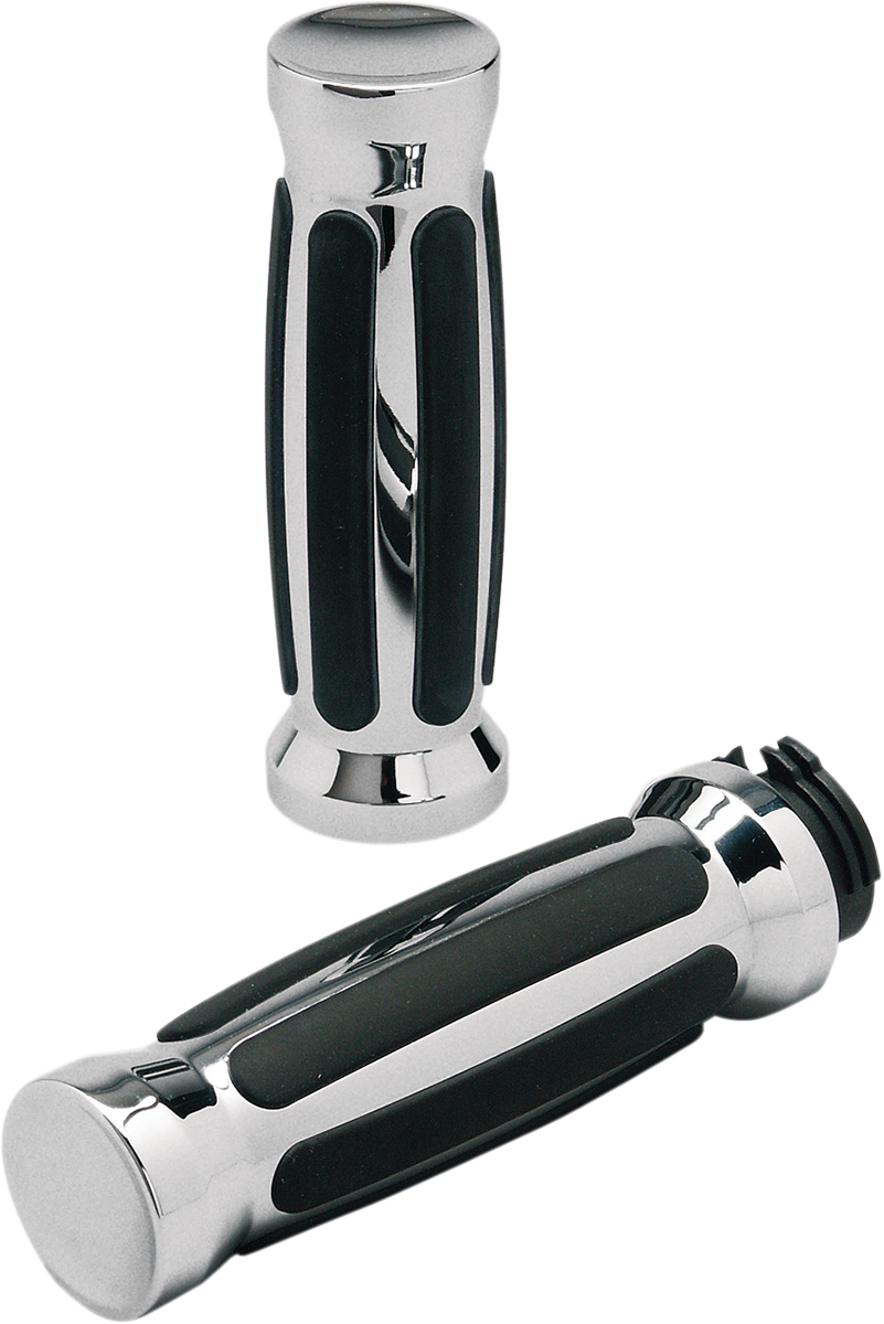 PRO-ONE PERF.MFG. Custom Straight Rubber Grips with Chrome Finish - Part Number 802430