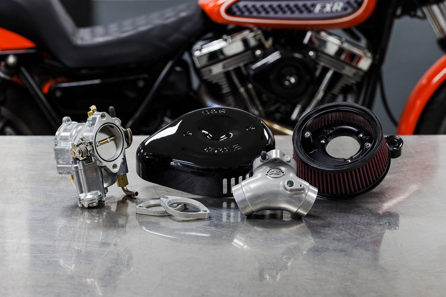 S&S CYCLE Super G Carburetor with Stealth Air Cleaner Kit for Evolution Big Twin - Part 110-0148, Gloss Black