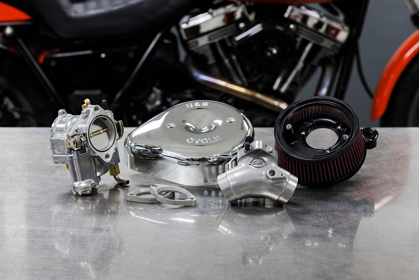 S&S CYCLE Super G Carburetor with Stealth Air Cleaner Kit for Twin Cam 110 - Chrome (Part Number 110-0152)