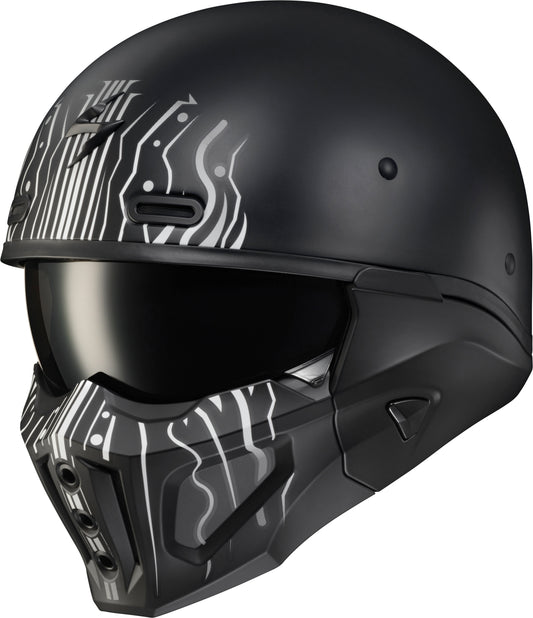 Scorpion EXO Covert X Open Face Helmet Tribe Matte Black/White - Model COX-2007