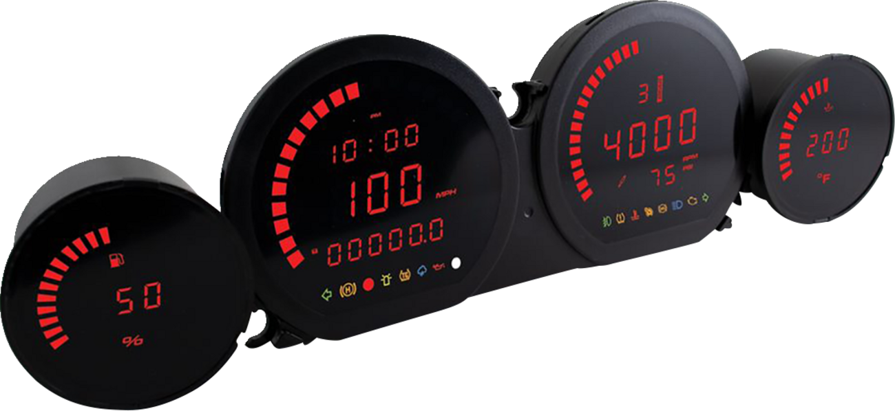 KOSO NORTH AMERICA HD-03L - Four-Piece LED Gauge Kit - Red Display BA064921