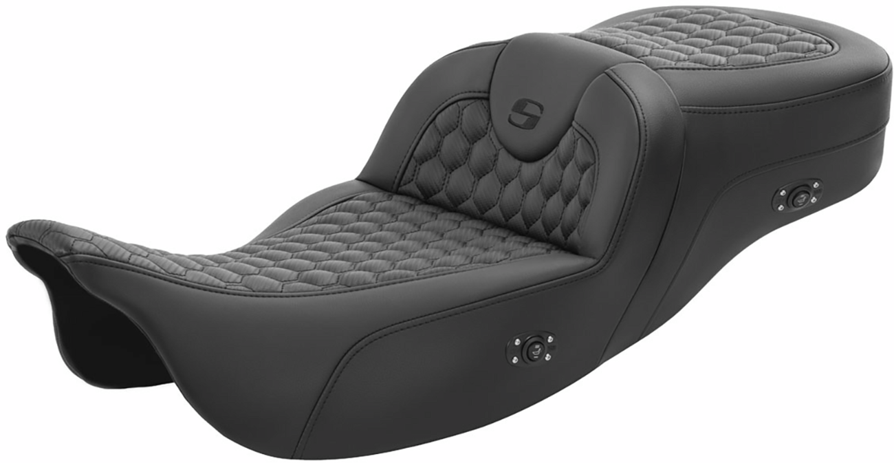 SADDLEMEN RoadSofa™ Seat with Honeycomb Cover, Extended Reach, Heated for FL 2008-2023, Part Number 808-07B-190HCT