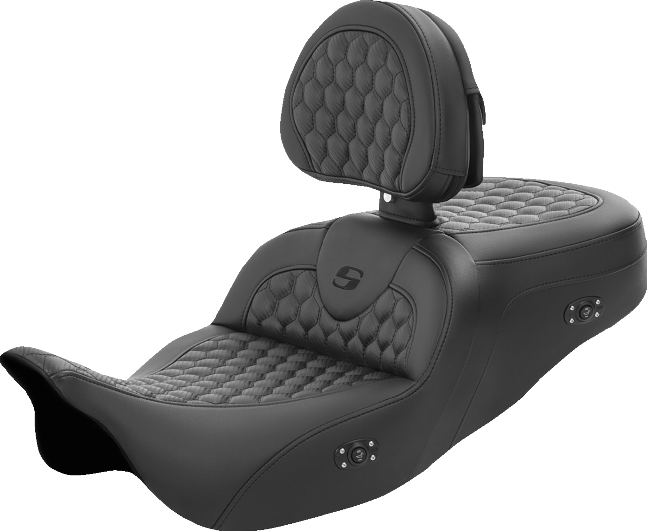 SADDLEMEN RoadSofa™ Seat with Backrest and Honeycomb Pattern for FL '08-'23 - Model 808-07B-189BRHC
