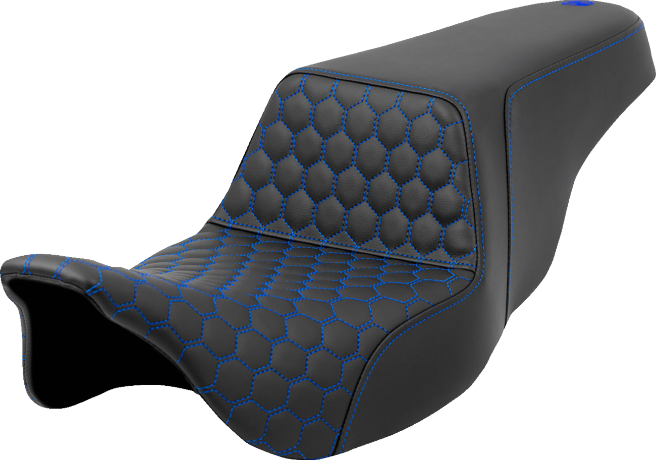 SADDLEMEN Step-Up Seat with Honeycomb Pattern and Stitching for Harley FL 2008-2023 – Part