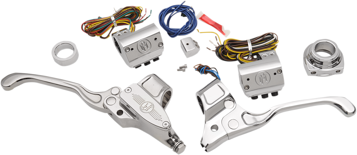 PERFORMANCE MACHINE (PM) Handlebar Control Kit - Cable - 9/16" Master Cylinder - Chrome 0062-4019-CH
