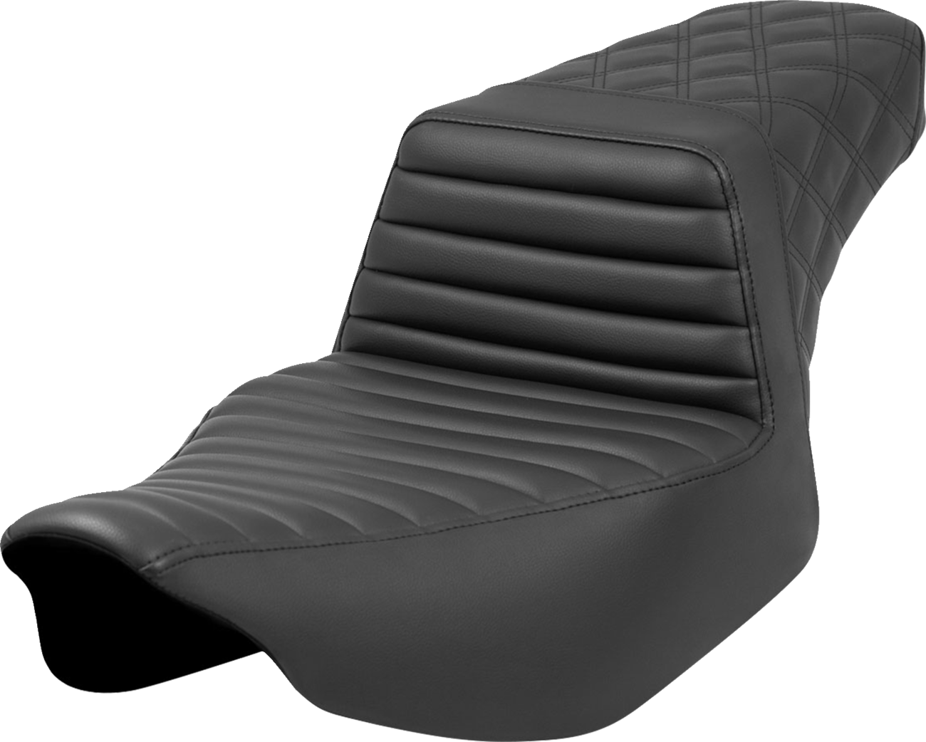 SADDLEMEN Step-Up Front Tuck-n-Roll/Rear Lattice Seat for FL 2023-2024 - Black, Part 823-07E-176