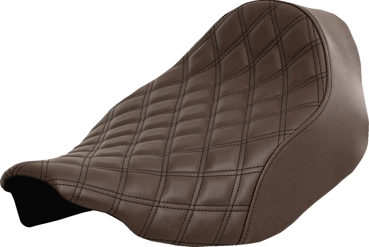 SADDLEMEN Renegade Solo Seat with Lattice Stitching for Harley FLT/FLH 2023-2024 – Brown, Part #823-07-002BLS