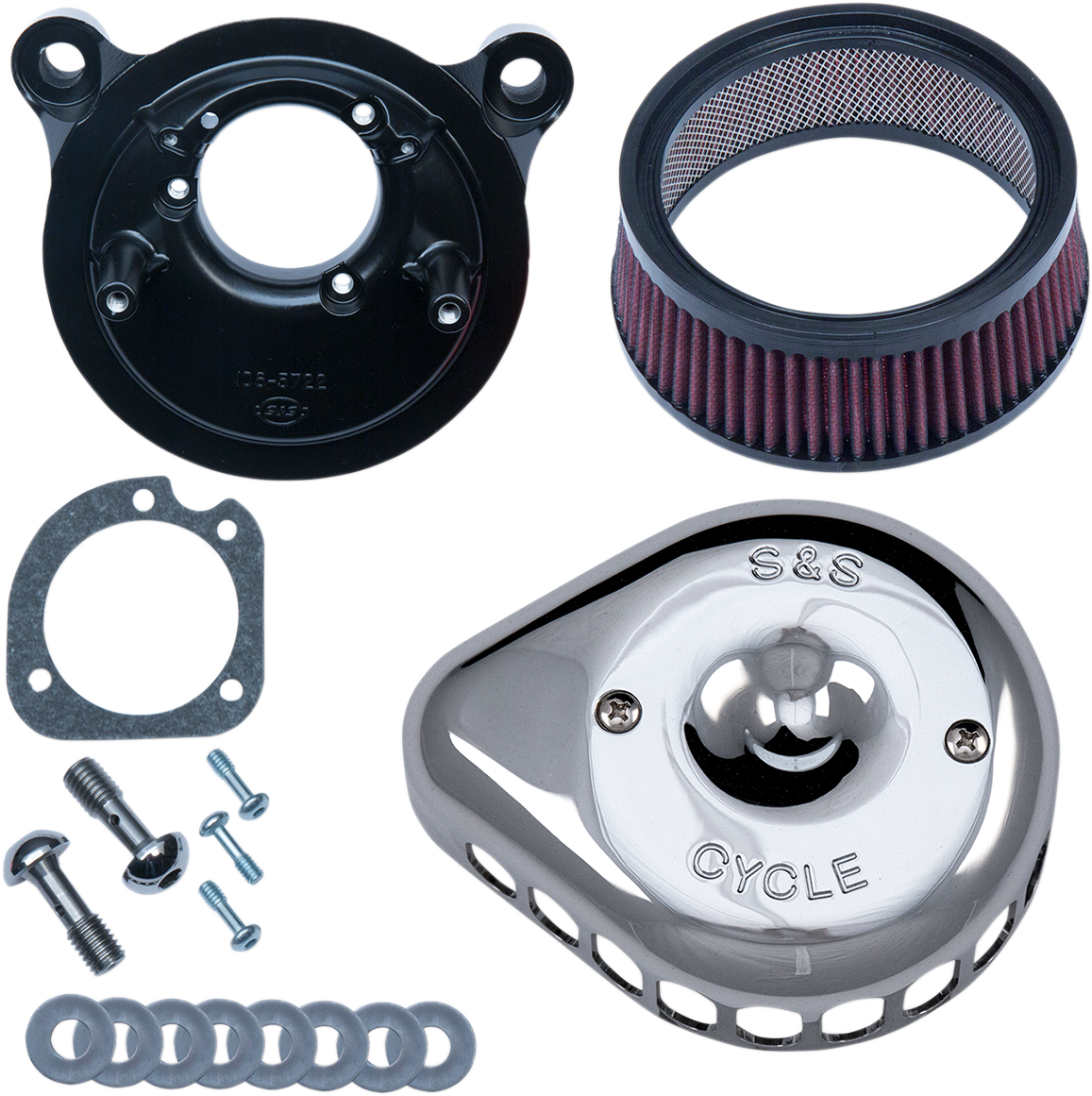 S&S CYCLE Mini Teardrop Stealth Air Cleaner Kit - Chrome 170-0441