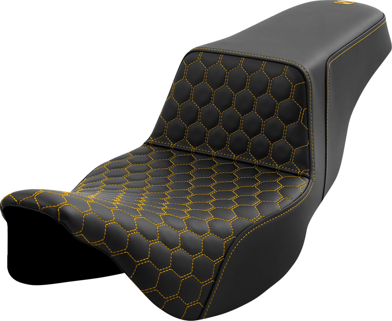 SADDLEMEN Step-Up Seat with Honeycomb Pattern for FL 2008-2023, Extended Reach, Gold Stitching - Part 808-07B-17807