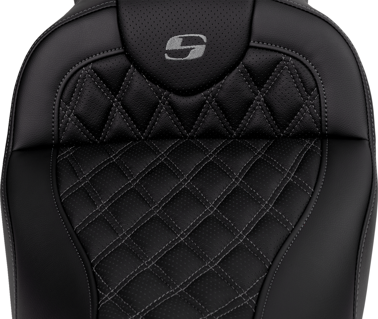 SADDLEMEN Roadsofa™ Seat with Backrest for FL 2008-2023 – Dark Gray Stitch, Part 808-07B-182B2
