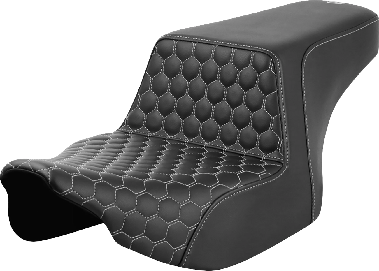 SADDLEMEN Step-Up Front Honeycomb Seat with Silver Stitching for FL '23-'24 (Part No. 823-07-17705)