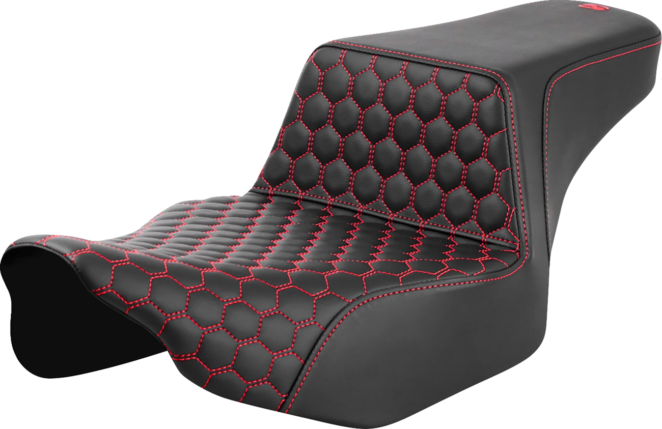 SADDLEMEN Step-Up Front Honeycomb Seat with Red Stitch for FL '23-'24 - Part 823-07-17804