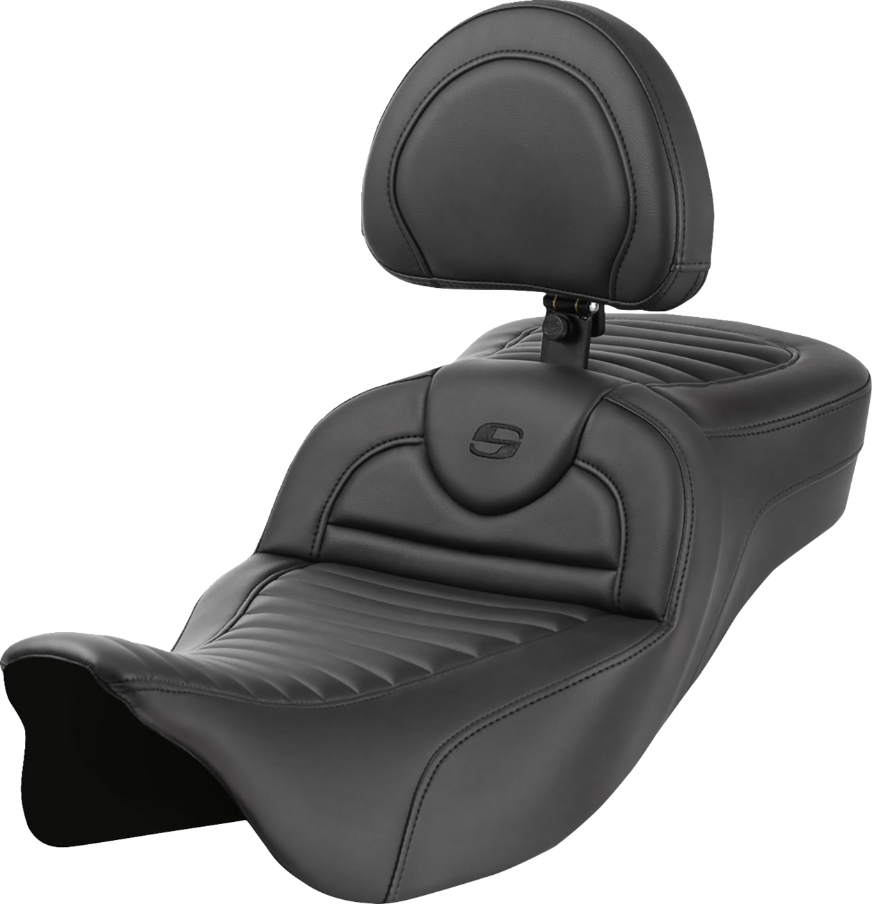 SADDLEMEN Roadsofa™ Extended Reach Seat with Backrest for Harley FL '08-'24 - Tuck-n-Roll Design, Part 808-07B-203B0