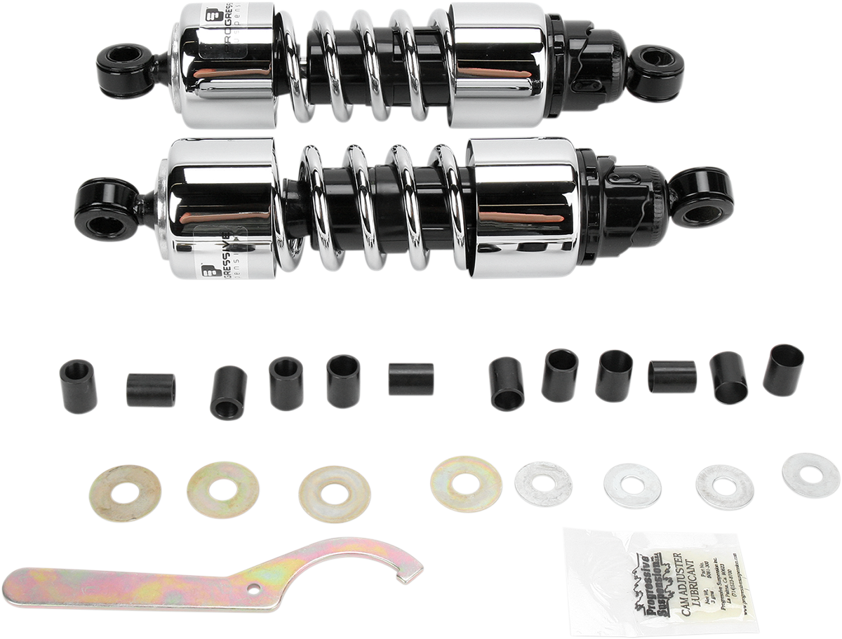 Progressive Suspension 412 Cruiser Series Shocks – 11.5 Inch Chrome for Cruiser and Touring Bikes