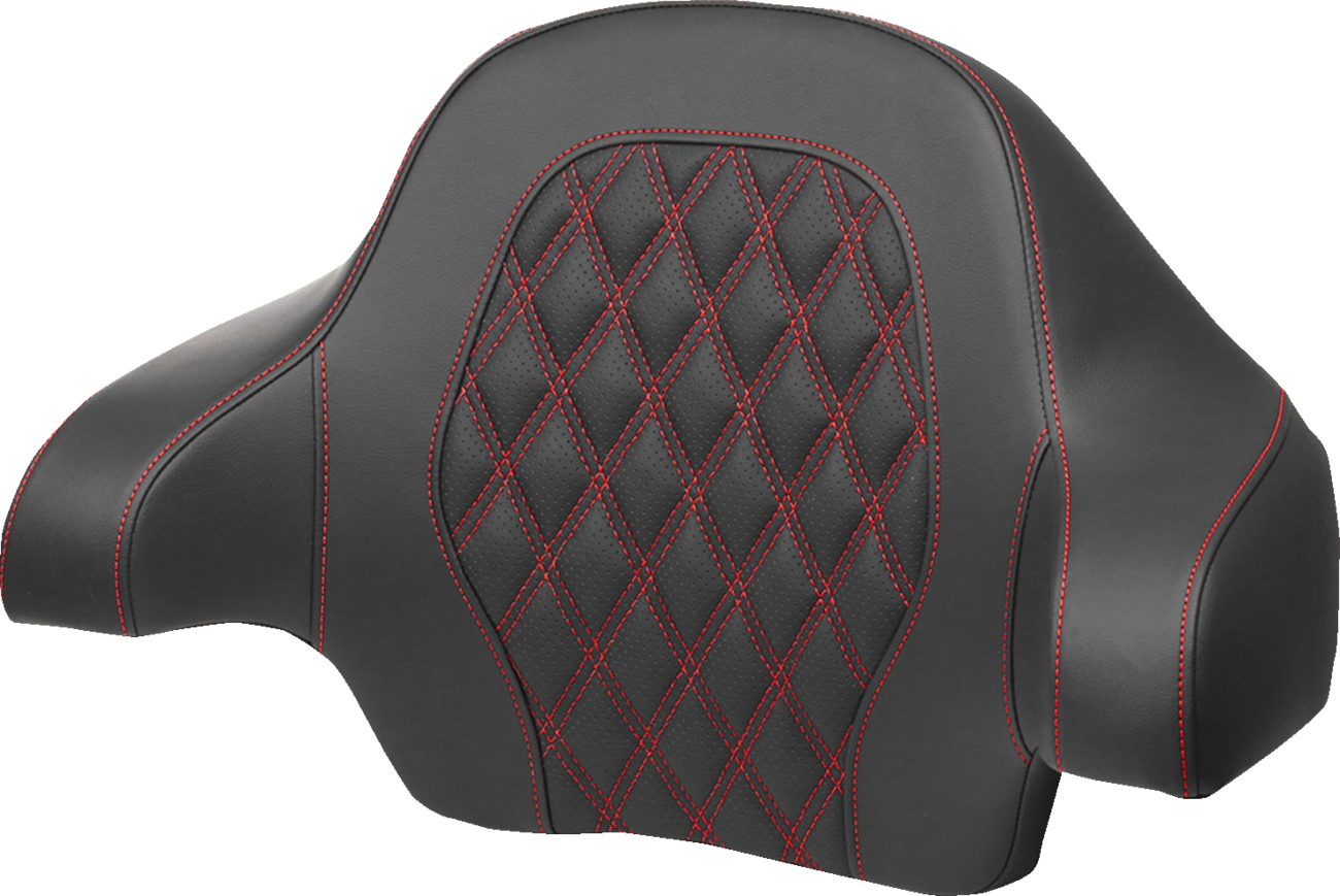Saddlemmen Tour-Pak Backrest Pad with Lattice Stitch and Red Stitch for Harley FL 2014-2024 — Part #814-07-15004