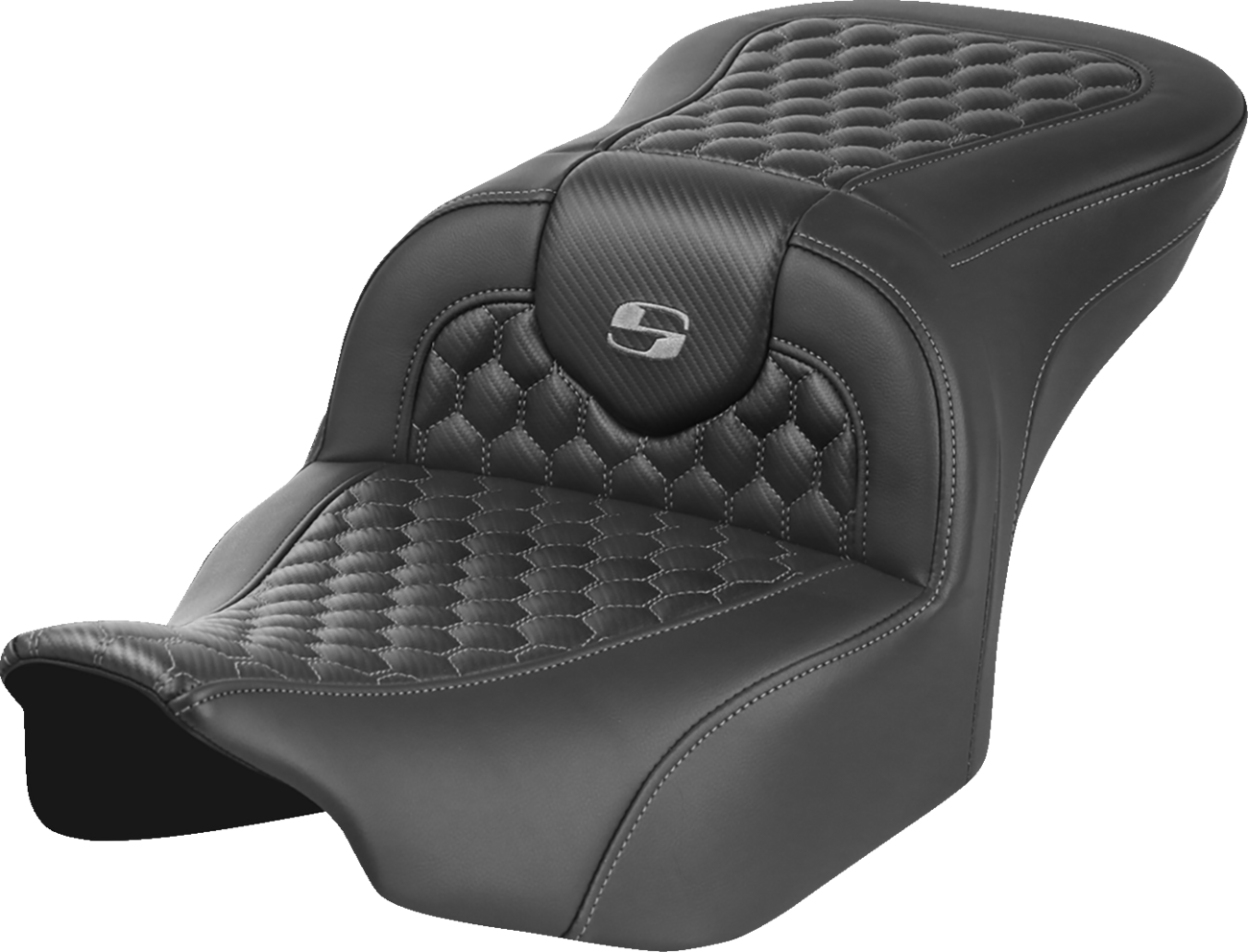 SADDLEMEN Roadsofa™ Seat for FLTR/FLHX 2023-2024 – Honeycomb Stitch Gray Saddlehyde with SaddleGel
